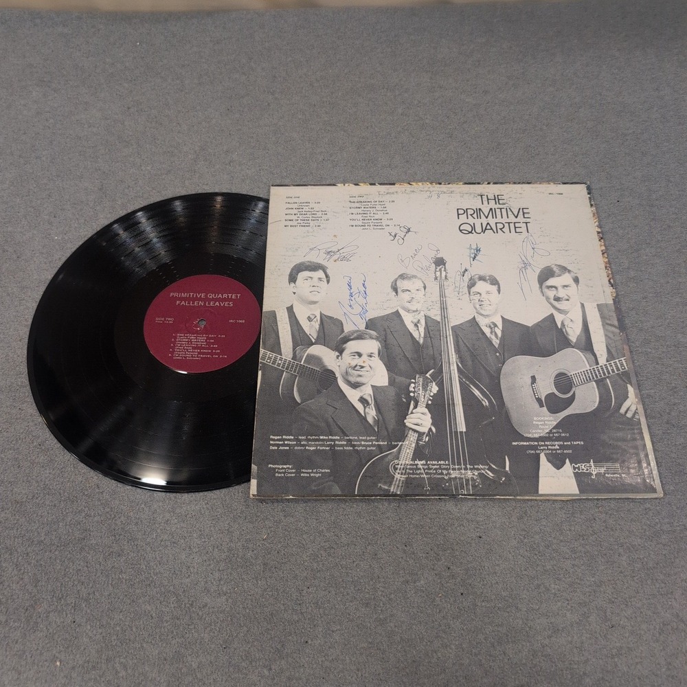 The Primitive Quartet Fallen Leaves Signed Vinyl LP Gospel Bluegrass Record VG- - Picture 5 of 5